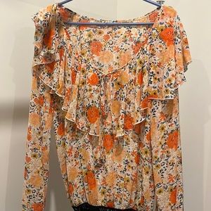Free People floral bodysuit blouse. Size M